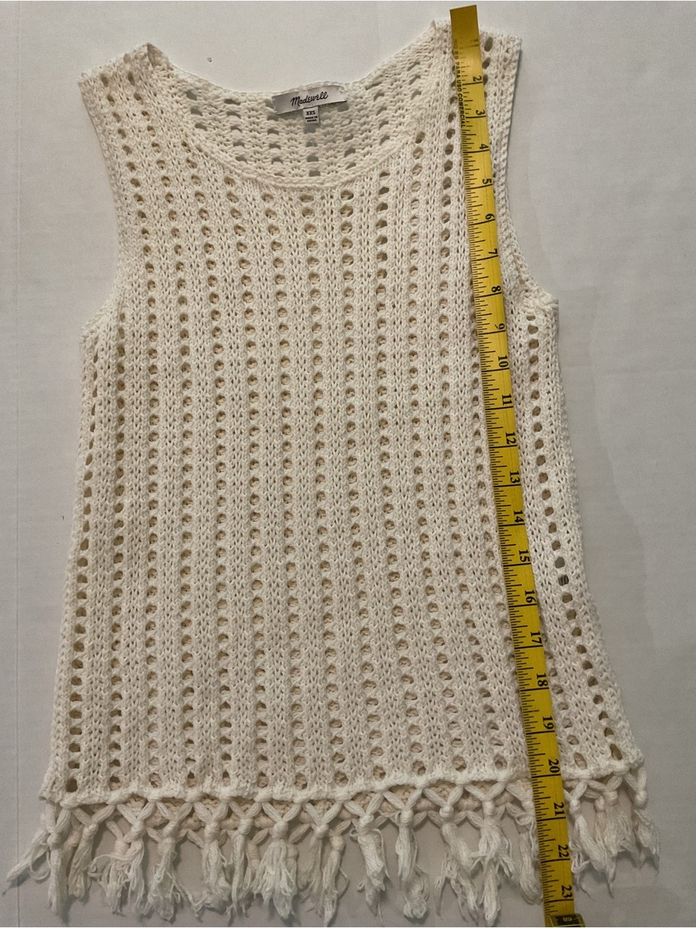 Madewell White Crochet Knit Tank Top Round Neck - Picture 3 of 7